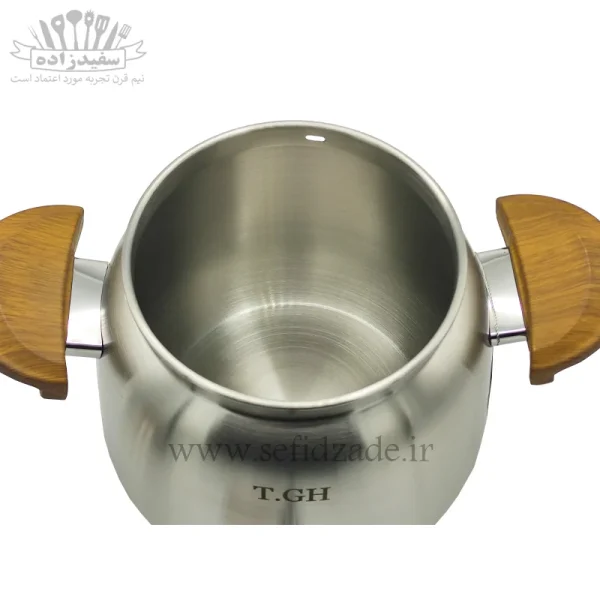 کتری شیردار کف چدن قیطاسی پاسارگاد 5.5 لیتری دسته طرح چوب 6004