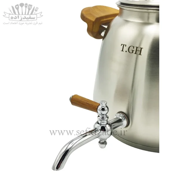 کتری شیردار کف چدن قیطاسی پاسارگاد 5.5 لیتری دسته طرح چوب 6004